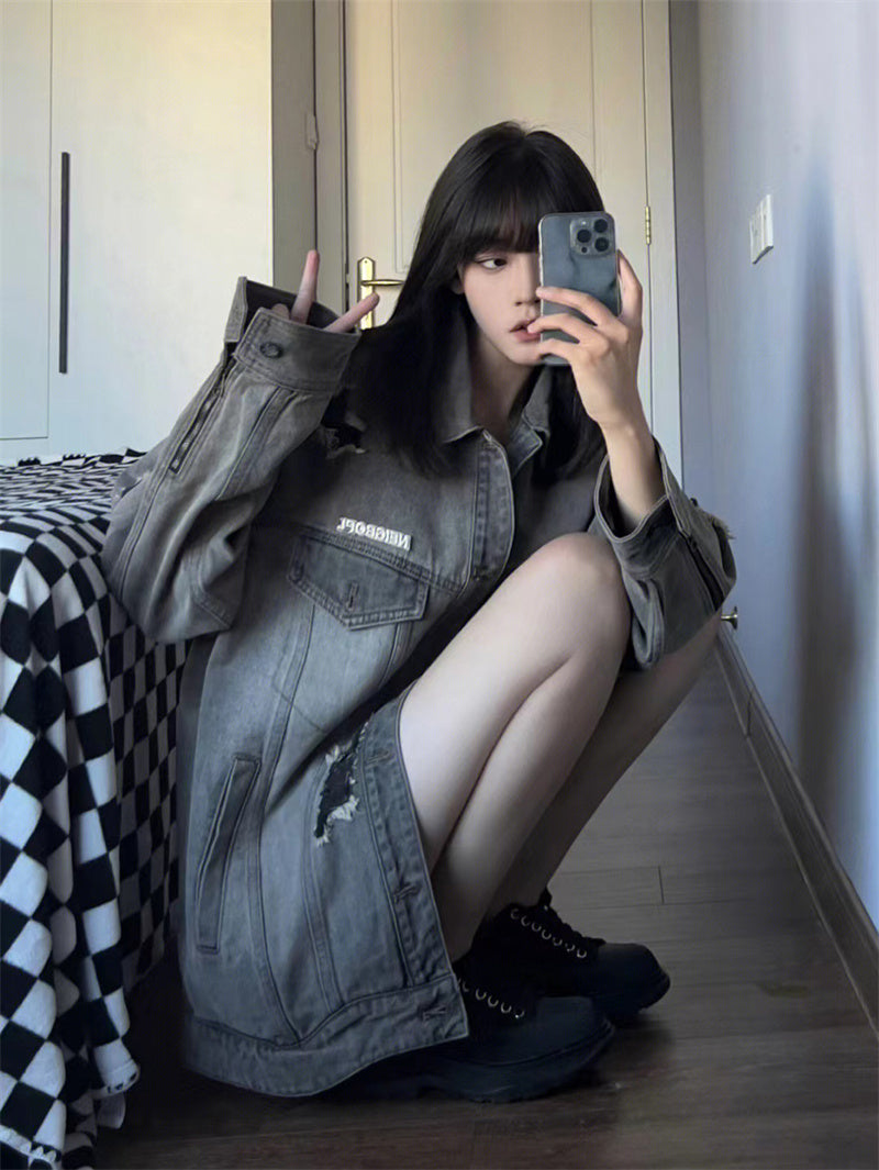 Women's American Vintage Loose Jacket Denim Coat