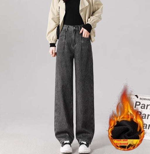 Straight High Waist Draped Casual Wide-leg Pants