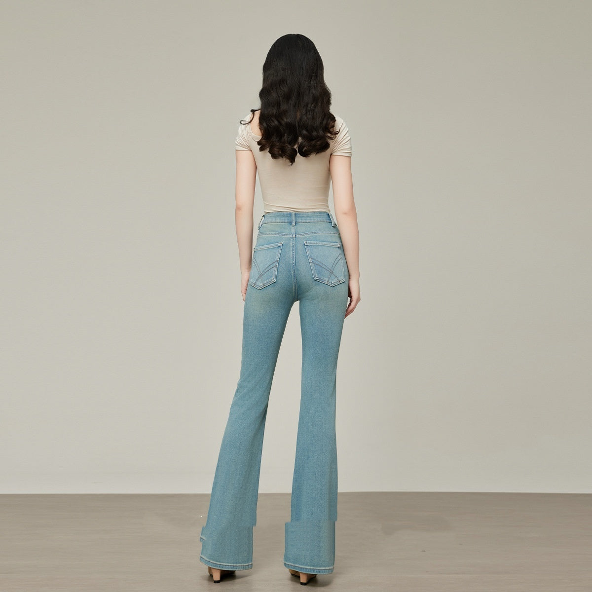 Skinny Jeans Women's High Waist Spring Summer  Small Flared Pants Light Color