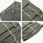 Retro Design Worn Looking Washed-out Burr Cargo Jeans Men