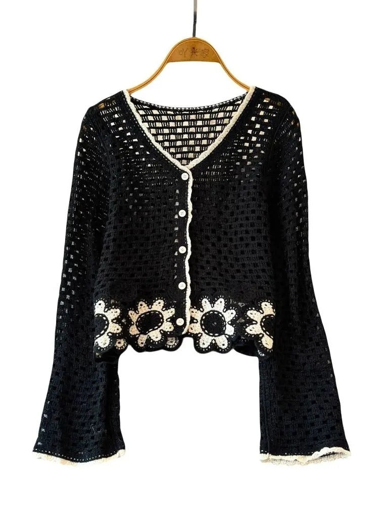 Autumn Hollow Crocheted Flower Sweater