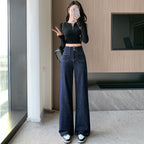 Retro Wide Leg Jeans Women's Spring And Autumn Loose Small High Waist Straight