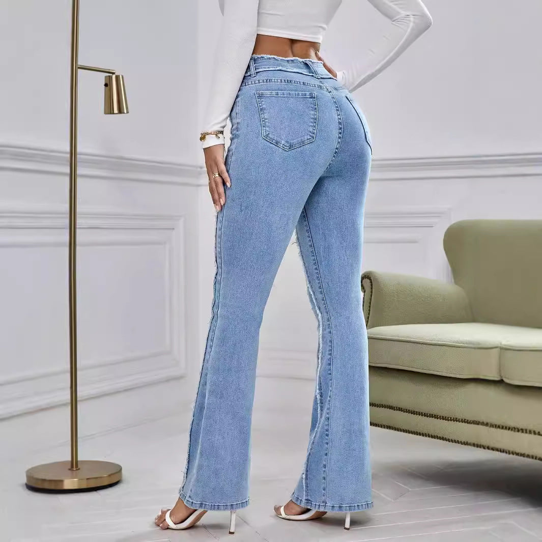 New Slightly Flared Wadding Edge Jeans For Women