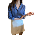 Women's Solid Color Buttons Loose Chiffon Shirt
