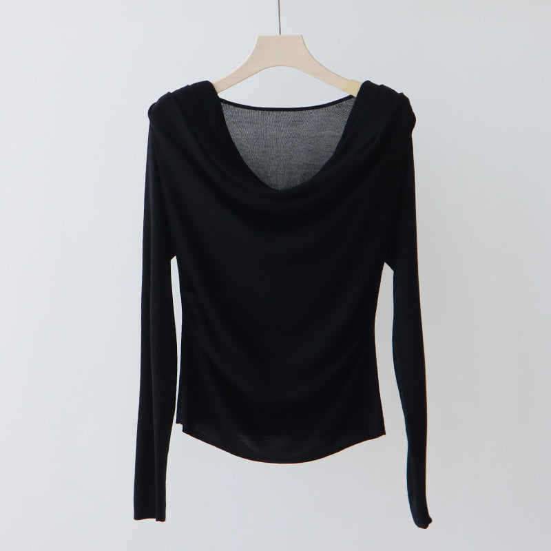 Tencel Blended Silk Long Sleeve Swing Collar Design High-grade Blouse