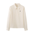 Early Autumn New Embroidered Striped Shirt For Women