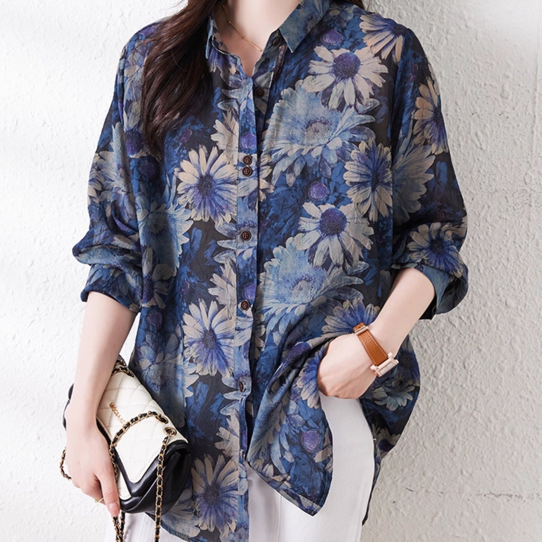 Plus Size Sun Protection Women's Loose Chiffon Shirt
