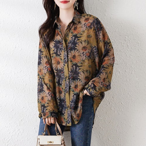 Plus Size Sun Protection Women's Loose Chiffon Shirt