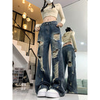 Ripped Lazy Loose Jeans For Women